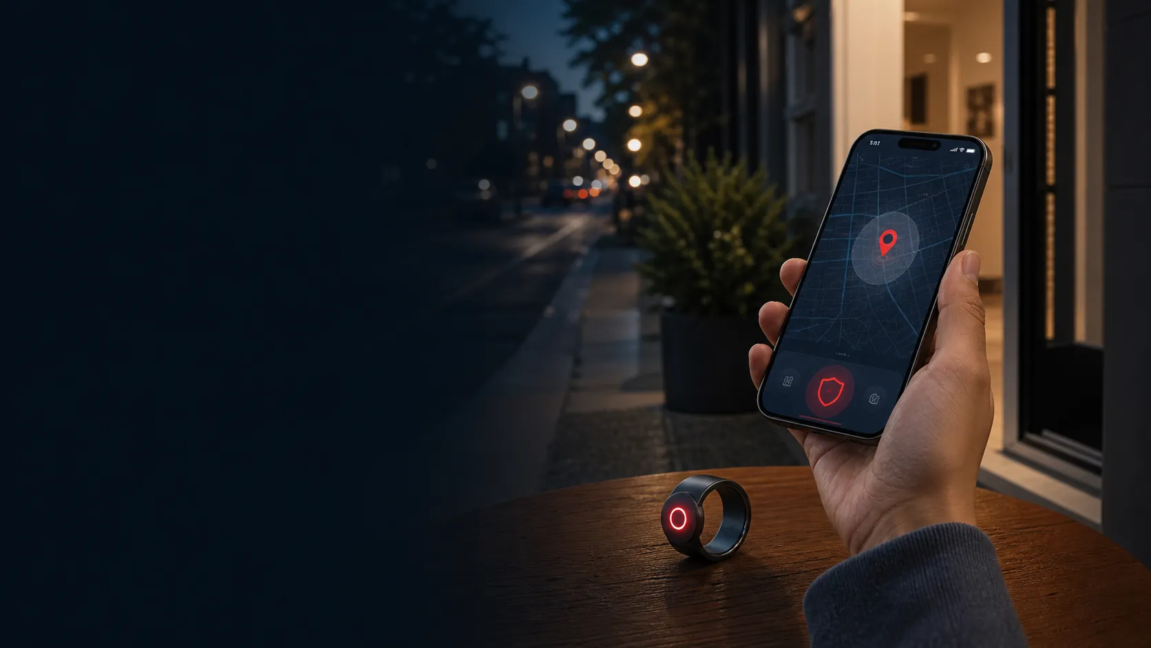 Shield AI Sicherheits-App mit Live-Standort und Notfallbutton